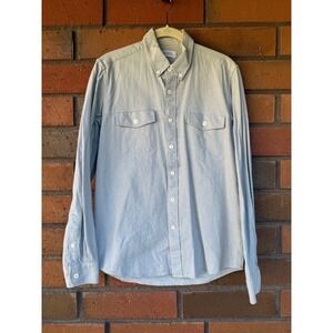 Saturdays NYC Button Down Shirt Long Sleeve Heavy Twill | Gray | Size Small